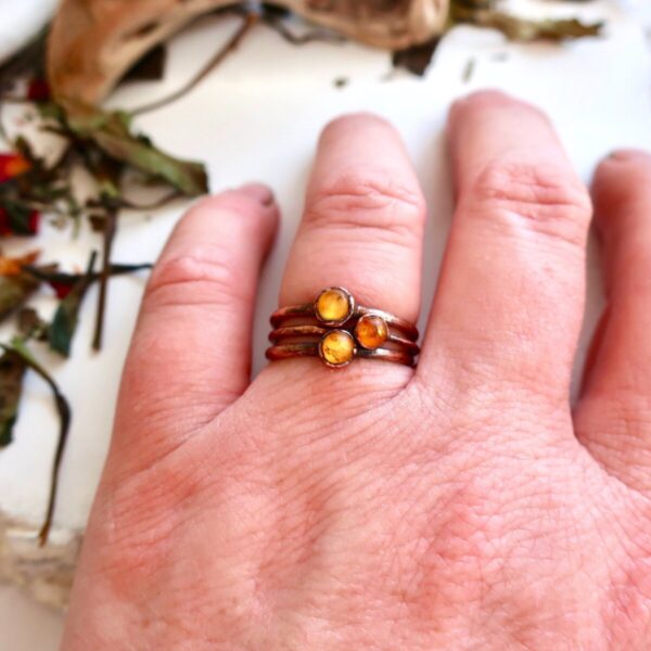 Product Image: Dainty Amber Ring in Copper for Bohemian Elegance