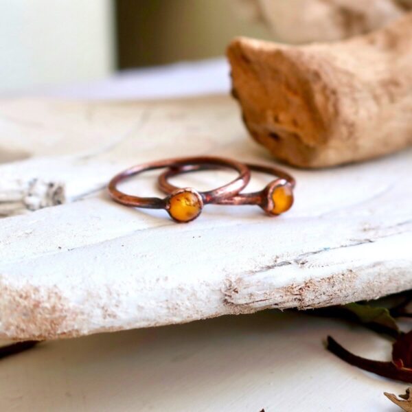 Product Image: Dainty Amber Ring in Copper for Bohemian Elegance