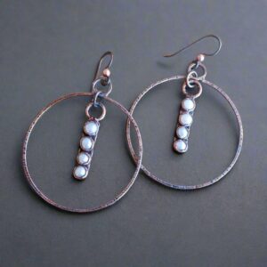 Product Image: Bohemian Pearl Hoop Earrings in Mixed Metals Design