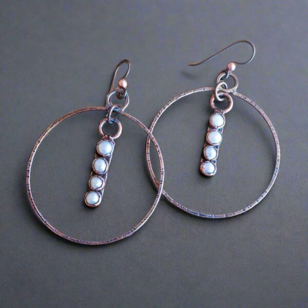 Product Image: Bohemian Pearl Hoop Earrings in Mixed Metals Design