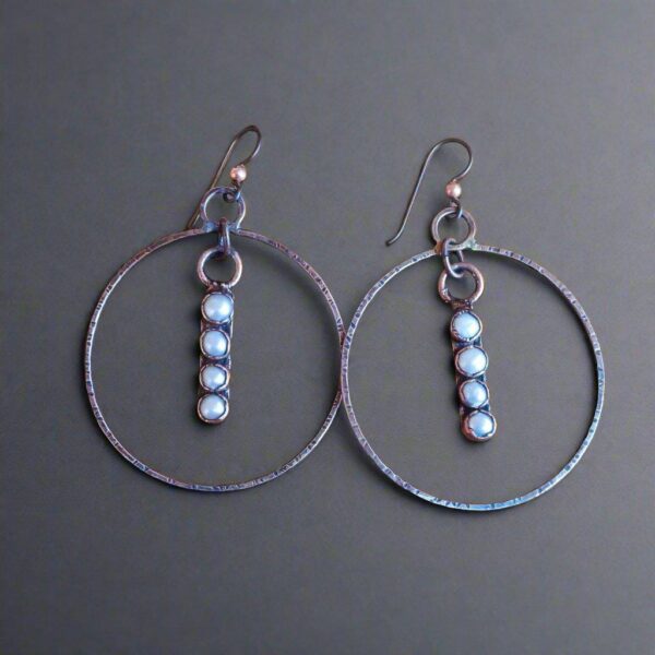 Product Image: Bohemian Pearl Hoop Earrings in Mixed Metals Design
