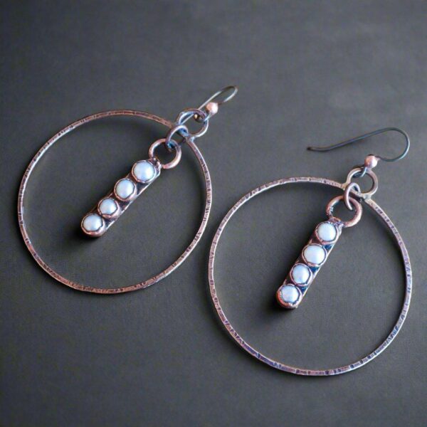 Product Image: Bohemian Pearl Hoop Earrings in Mixed Metals Design