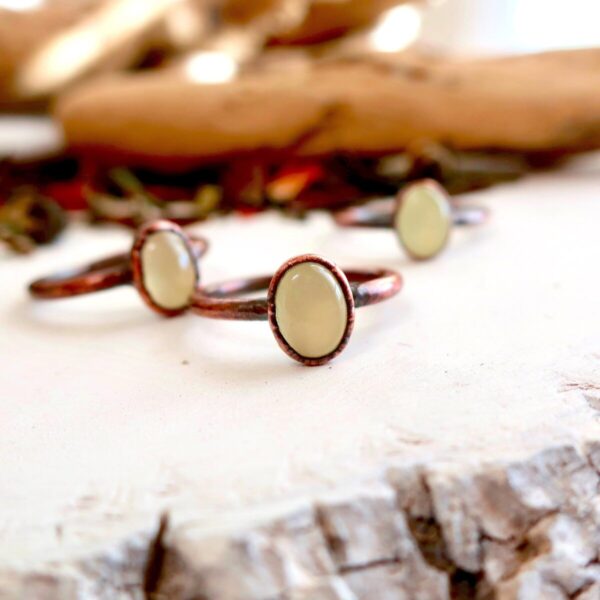 Product Image: Electroformed Oval Prehnite Ring for Women’s Healing Energy