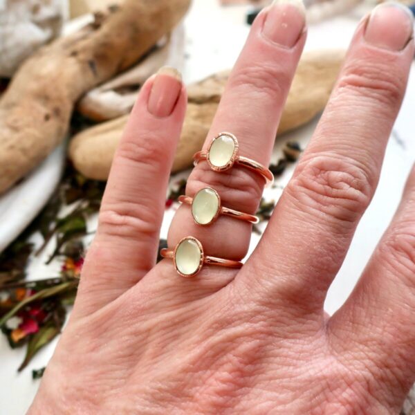 Product Image: Electroformed Oval Prehnite Ring for Women’s Healing Energy