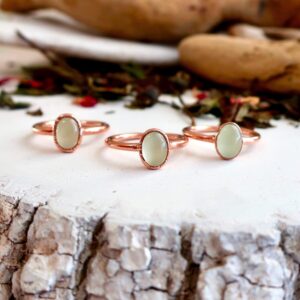 Product Image: Electroformed Oval Prehnite Ring for Women’s Healing Energy