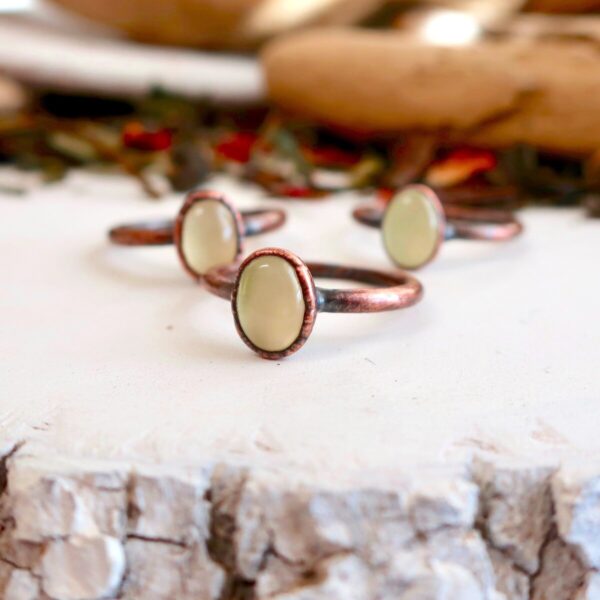 Product Image: Electroformed Oval Prehnite Ring for Women’s Healing Energy