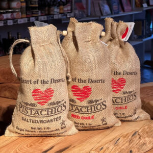 Product Image: Pistachios 1-lb Burlap Bag – Choose Roasted & Salted, Green Chile or Red Chile
