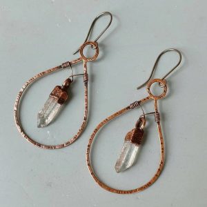 Product Image: Handcrafted Bronze Quartz Earrings for Everyday Healing
