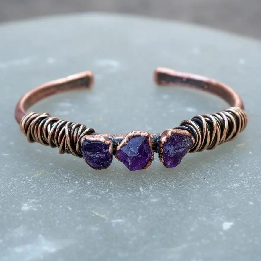 Santa Fe Marketplace Raw Amethyst Cuff | Electroformed Copper Jewelry Product Image: Raw Amethyst Cuff | Electroformed Copper Jewelry
