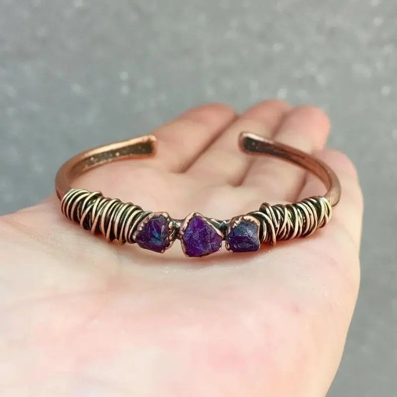 Santa Fe Marketplace Raw Amethyst Cuff | Electroformed Copper Jewelry Product Image: Raw Amethyst Cuff | Electroformed Copper Jewelry
