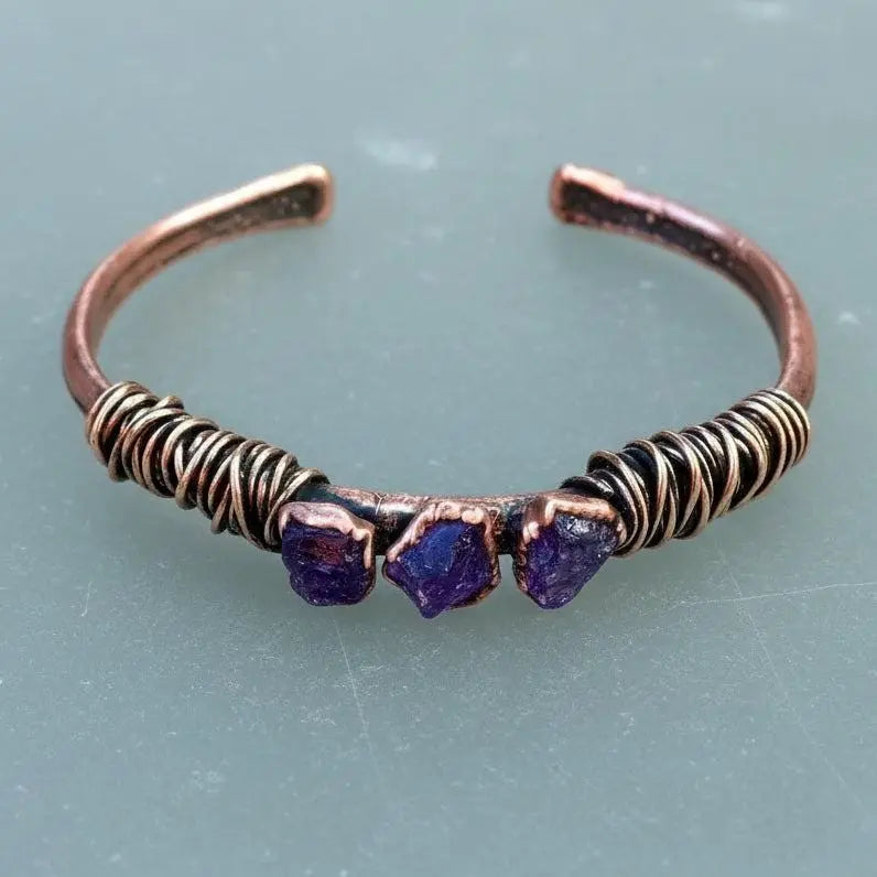 Santa Fe Marketplace Raw Amethyst Cuff | Electroformed Copper Jewelry Product Image: Raw Amethyst Cuff | Electroformed Copper Jewelry