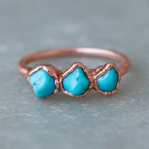 Product Image: Raw Turquoise Ring — Handcrafted Copper Talisman for Grounding Confidence