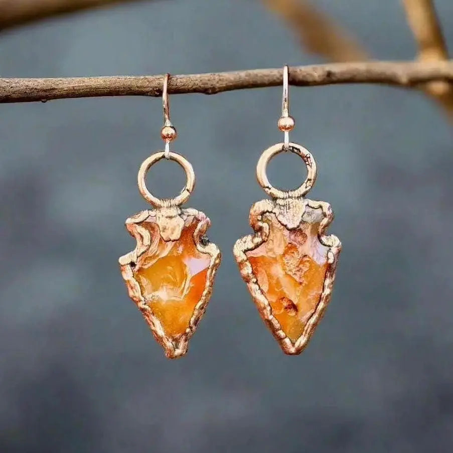 Santa Fe Marketplace Carnelian Arrowhead Earrings — A Copper Talisman for Courage and Grounding Product Image: Carnelian Arrowhead Earrings — A Copper Talisman for Courage and Grounding