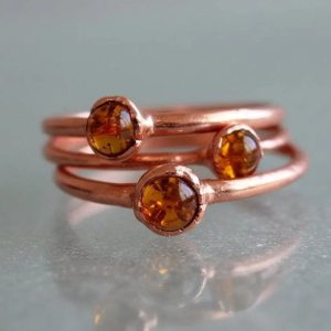 Product Image: Handcrafted Copper Amber Ring For Grounded Confidence In Daily Ritual