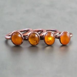Product Image: Amber Ring – Handcrafted Copper Talisman For Warmth and Confidence