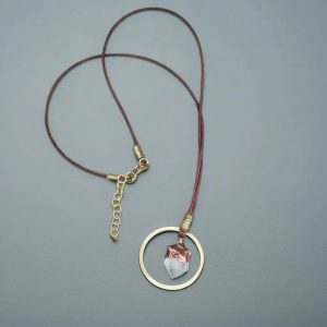 Product Image: Raw Quartz Necklace — Handcrafted Brass Talisman for Grounded Clarity
