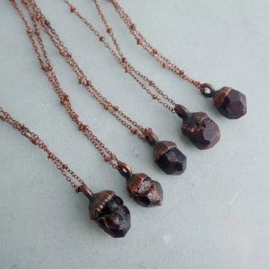 Product Image: Spessartine Garnet Necklace — Handcrafted Copper Talisman for Vitality