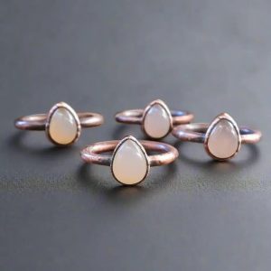 Product Image: Pink Chalcedony Ring – Handcrafted Copper Talisman for Soft Love Energy