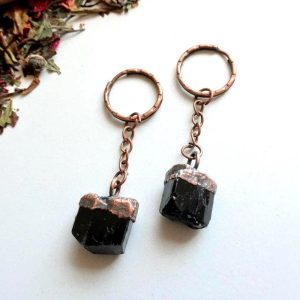 Product Image: Handcrafted Copper Black Tourmaline Pocket Keychain for Grounding
