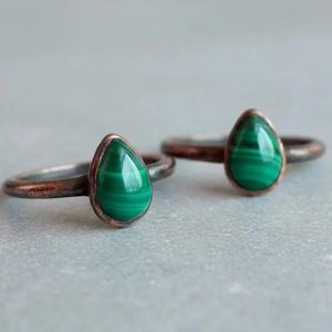 Product Image: Handcrafted Copper Malachite Ring For Grounding Everyday Personal Rituals