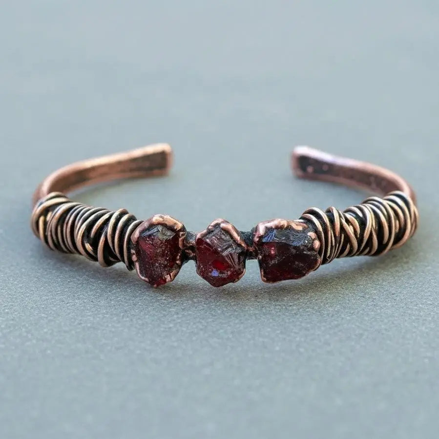 Santa Fe Marketplace Raw Garnet Copper Cuff | Electroformed Copper Jewelry Product Image: Raw Garnet Copper Cuff | Electroformed Copper Jewelry
