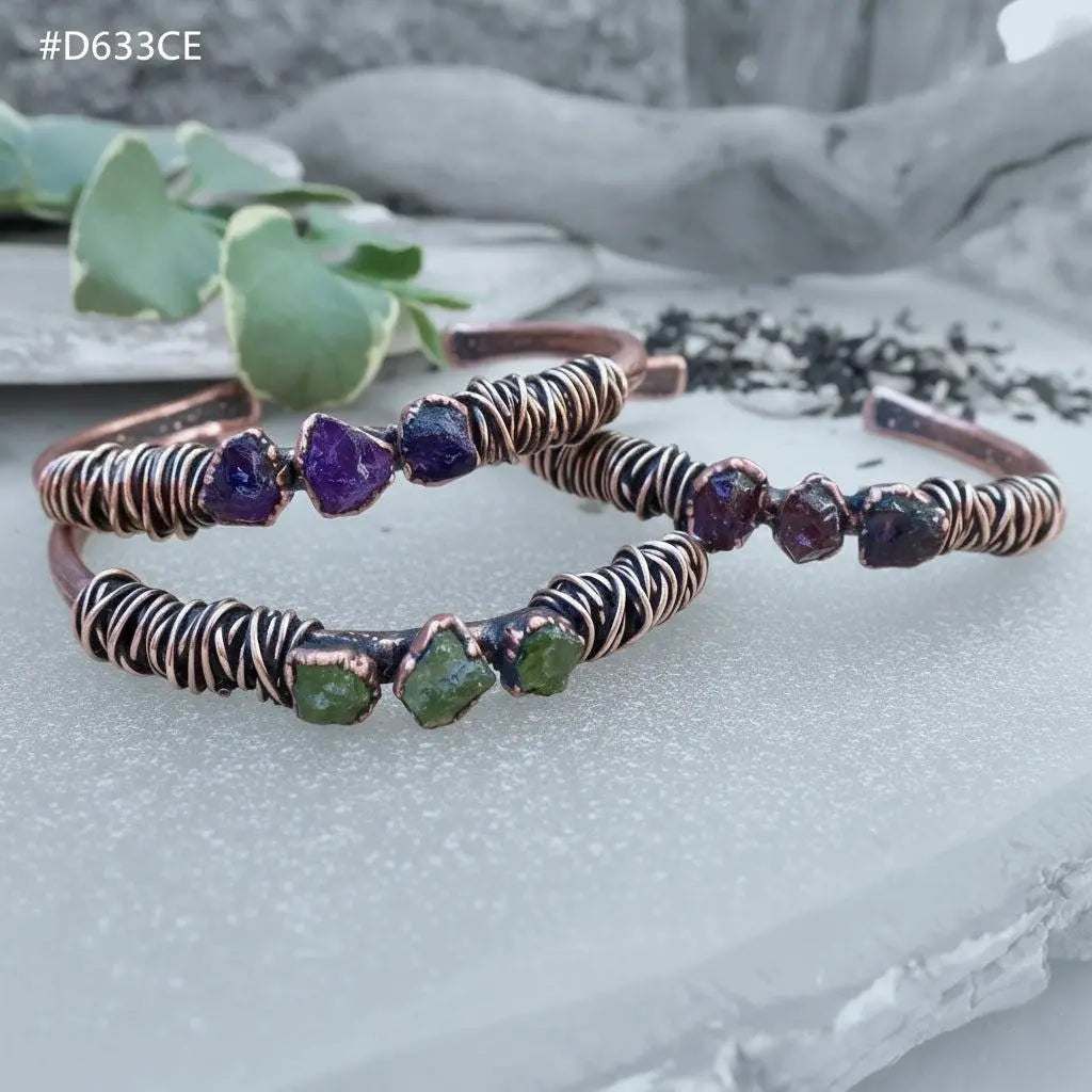 Santa Fe Marketplace Raw Garnet Copper Cuff | Electroformed Copper Jewelry Product Image: Raw Garnet Copper Cuff | Electroformed Copper Jewelry