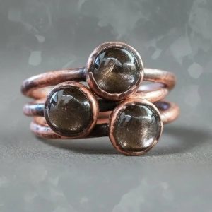 Product Image: Black Moonstone Ring — Handcrafted Polished Copper Talisman for Intuition