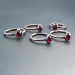 Product Image: Garnet Ring — Handcrafted Copper Talisman For Grounded Energy