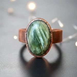 Product Image: Handcrafted Copper Seraphinite Ring for Heart Healing Talisman Jewelry