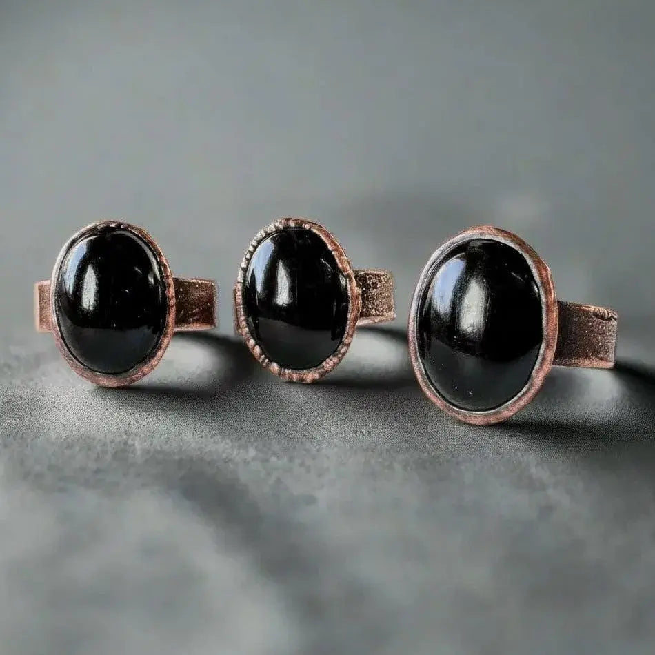 Santa Fe Marketplace Black Onyx Statement Ring — Handcrafted Copper Talisman for Grounded Strength Product Image: Black Onyx Statement Ring — Handcrafted Copper Talisman for Grounded Strength