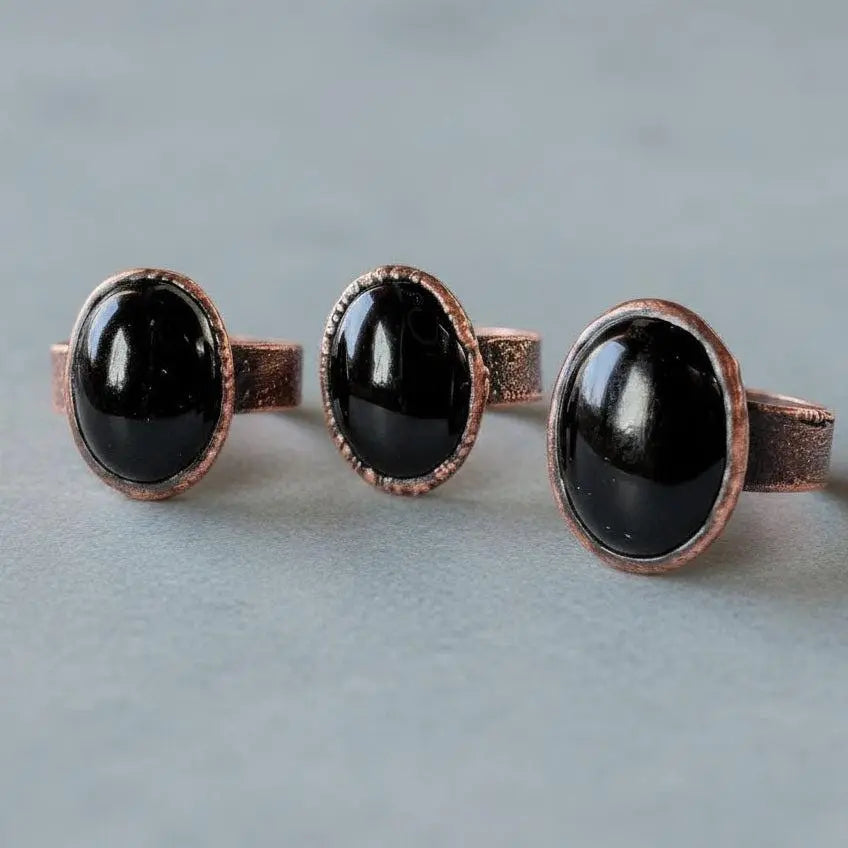 Santa Fe Marketplace Black Onyx Statement Ring — Handcrafted Copper Talisman for Grounded Strength Product Image: Black Onyx Statement Ring — Handcrafted Copper Talisman for Grounded Strength