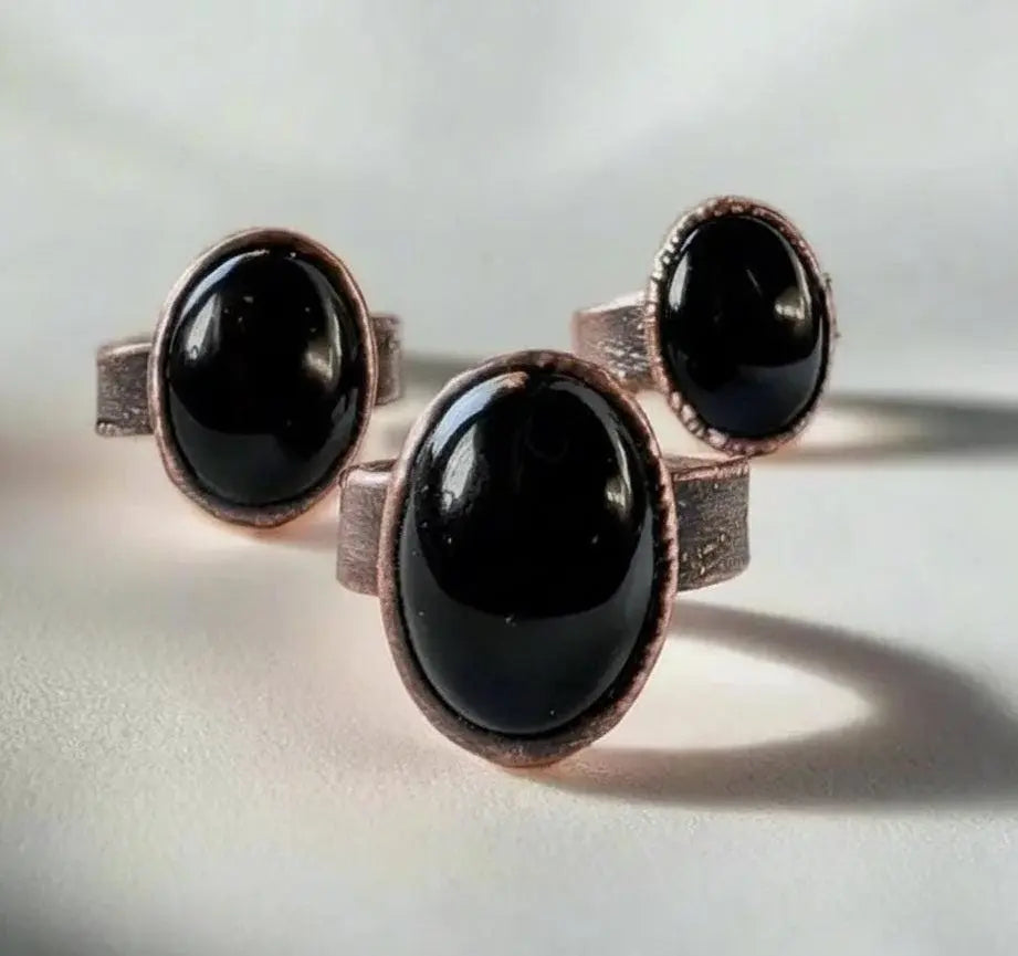 Santa Fe Marketplace Black Onyx Statement Ring — Handcrafted Copper Talisman for Grounded Strength Product Image: Black Onyx Statement Ring — Handcrafted Copper Talisman for Grounded Strength