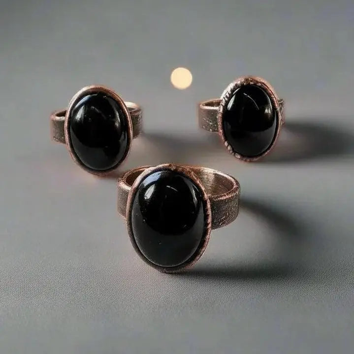 Santa Fe Marketplace Black Onyx Statement Ring — Handcrafted Copper Talisman for Grounded Strength Product Image: Black Onyx Statement Ring — Handcrafted Copper Talisman for Grounded Strength