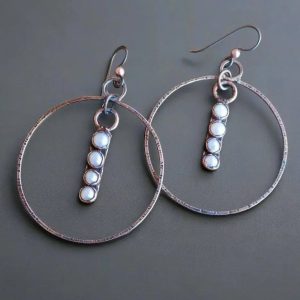 Product Image: Pearl Hoops in Copper & Bronze – Boho | Handmade by Blackbird & Sage