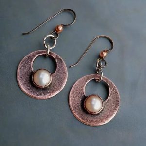 Product Image: Pearl Earrings – Handcrafted Copper Talisman Jewelry