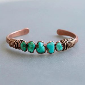 Product Image: Raw Turquoise Copper Cuff — Handcrafted Crystal Jewelry Talisman for Courage