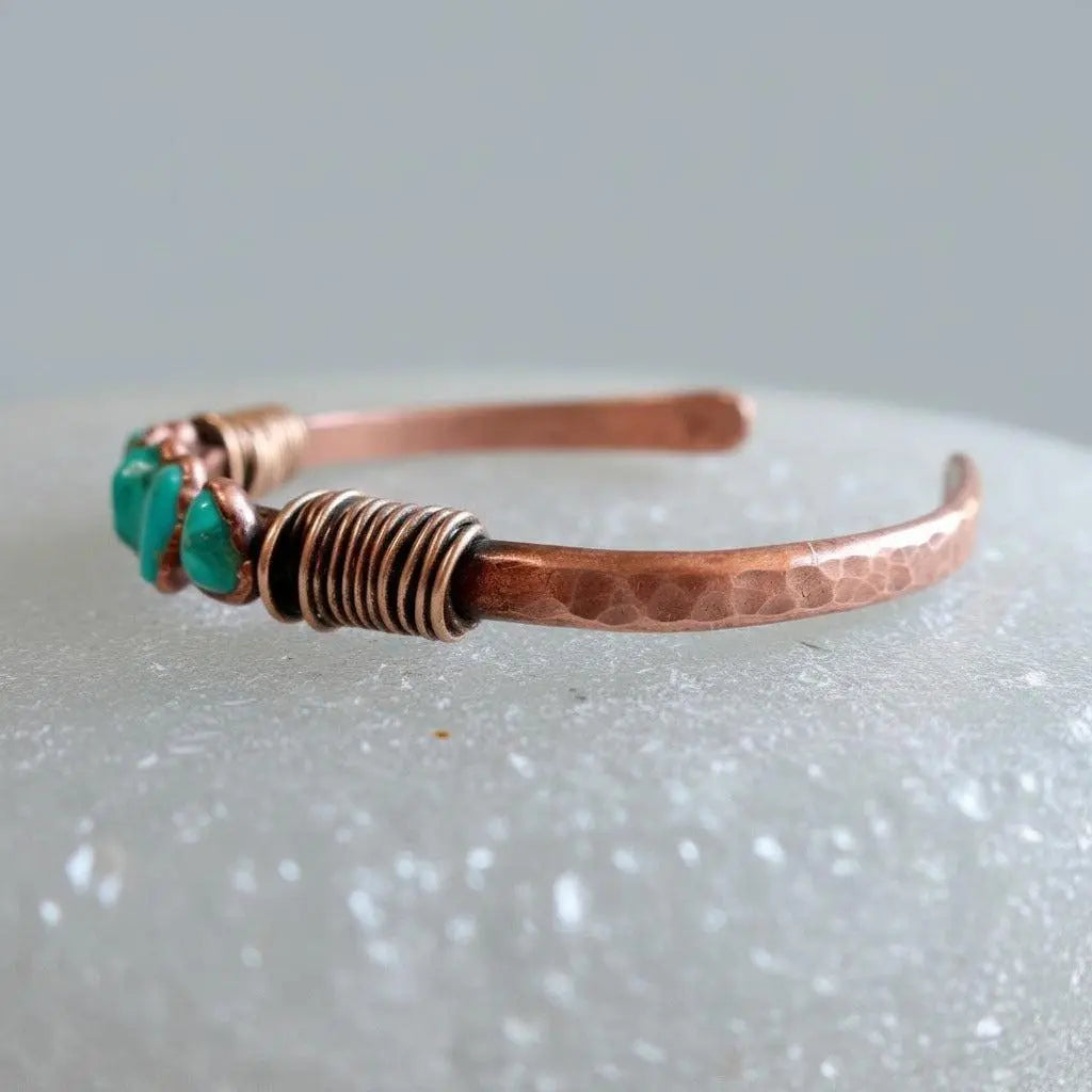 Santa Fe Marketplace Raw Turquoise Copper Cuff | Electroformed Copper Jewelry Product Image: Raw Turquoise Copper Cuff | Electroformed Copper Jewelry