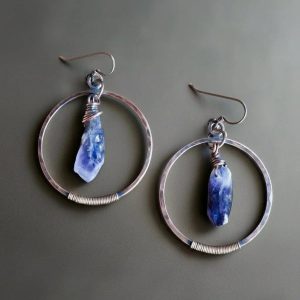 Product Image: Raw Amethyst Hoops in Copper – Boho | Handmade by Blackbird & Sage