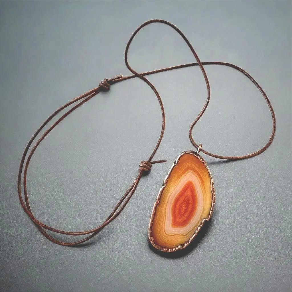 Santa Fe Marketplace Red Agate Necklace Handcrafted Copper Talisman For Grounded Courage Product Image: Red Agate Necklace Handcrafted Copper Talisman For Grounded Courage