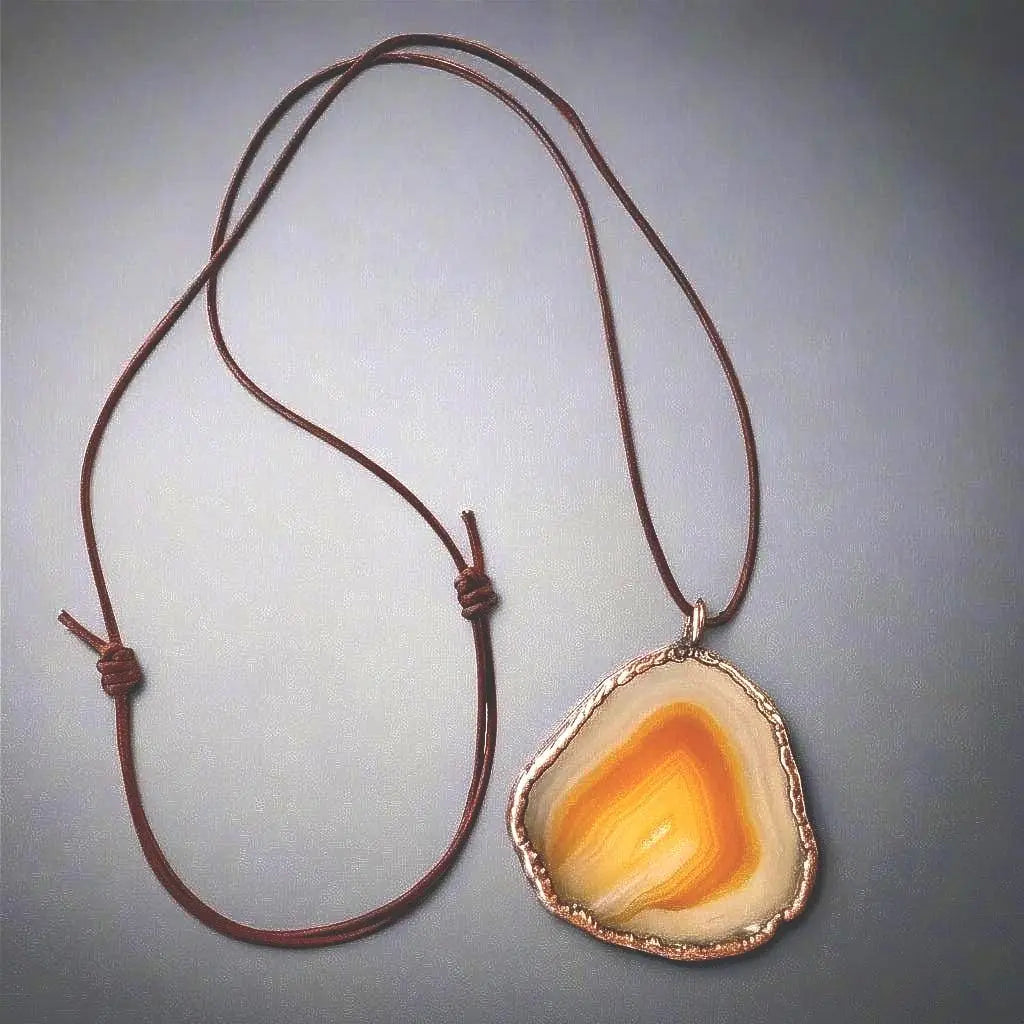 Santa Fe Marketplace Red Agate Necklace Handcrafted Copper Talisman For Grounded Courage Product Image: Red Agate Necklace Handcrafted Copper Talisman For Grounded Courage
