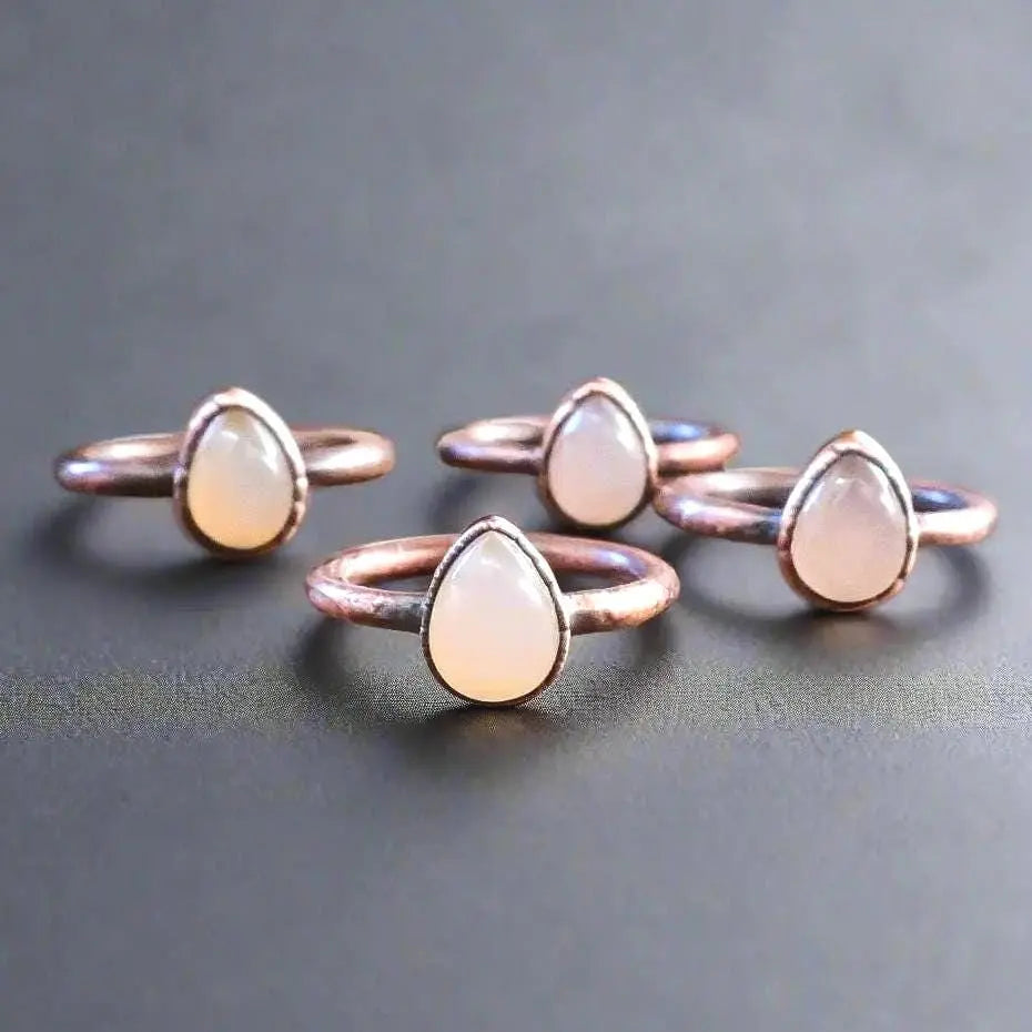 Santa Fe Marketplace Pink Chalcedony Ring – Handcrafted Copper Talisman for Soft Love Energy Product Image: Pink Chalcedony Ring – Handcrafted Copper Talisman for Soft Love Energy