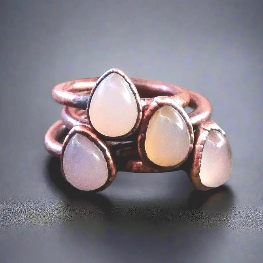 Santa Fe Marketplace Pink Chalcedony Ring – Handcrafted Copper Talisman for Soft Love Energy Product Image: Pink Chalcedony Ring – Handcrafted Copper Talisman for Soft Love Energy