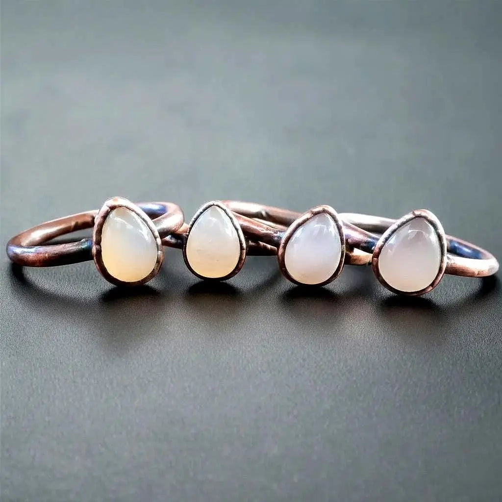 Santa Fe Marketplace Pink Chalcedony Ring – Handcrafted Copper Talisman for Soft Love Energy Product Image: Pink Chalcedony Ring – Handcrafted Copper Talisman for Soft Love Energy