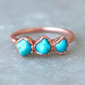 Product Image: Raw Turquoise Ring — Handcrafted Copper Talisman for Grounding Confidence