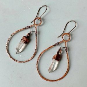 Product Image: Handcrafted Bronze Quartz Earrings for Everyday Healing