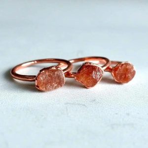 Product Image: Raw Sunstone Ring — Handcrafted Copper Talisman for Joyful Confidence