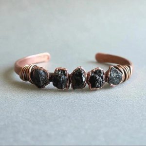 Product Image: Raw Black Tourmaline Copper Cuff | Electroformed Copper Jewelry