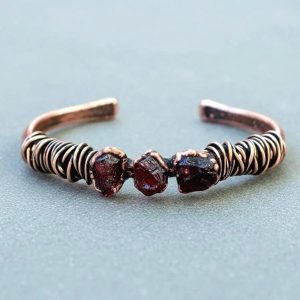 Product Image: Raw Garnet Copper Cuff Bracelet — Handcrafted Talisman for Vitality & Grounded Strength