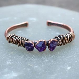 Product Image: Raw Amethyst Cuff | Electroformed Copper Jewelry