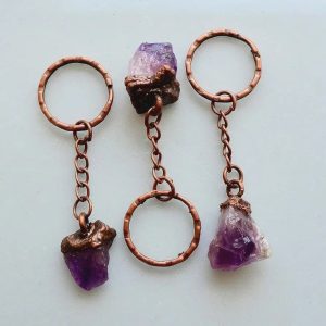 Product Image: Amethyst Keychain — Handcrafted Copper Talisman for Calm and Clarity